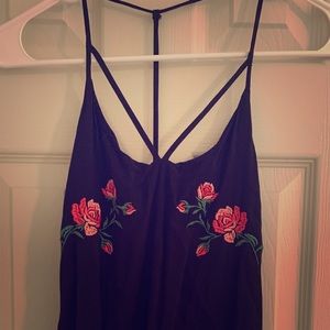 Black tank with roses